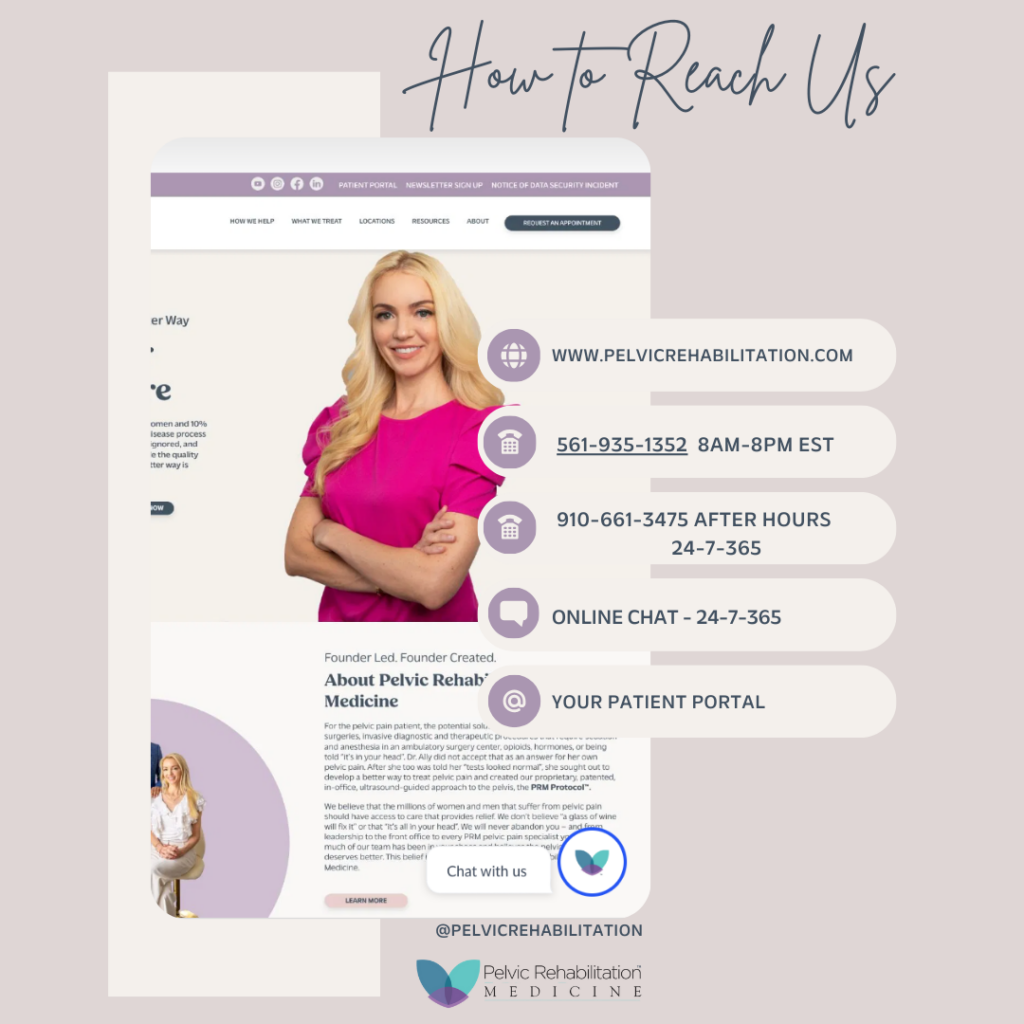 how to reach pelvic rehabilitation medicine 24-7-365